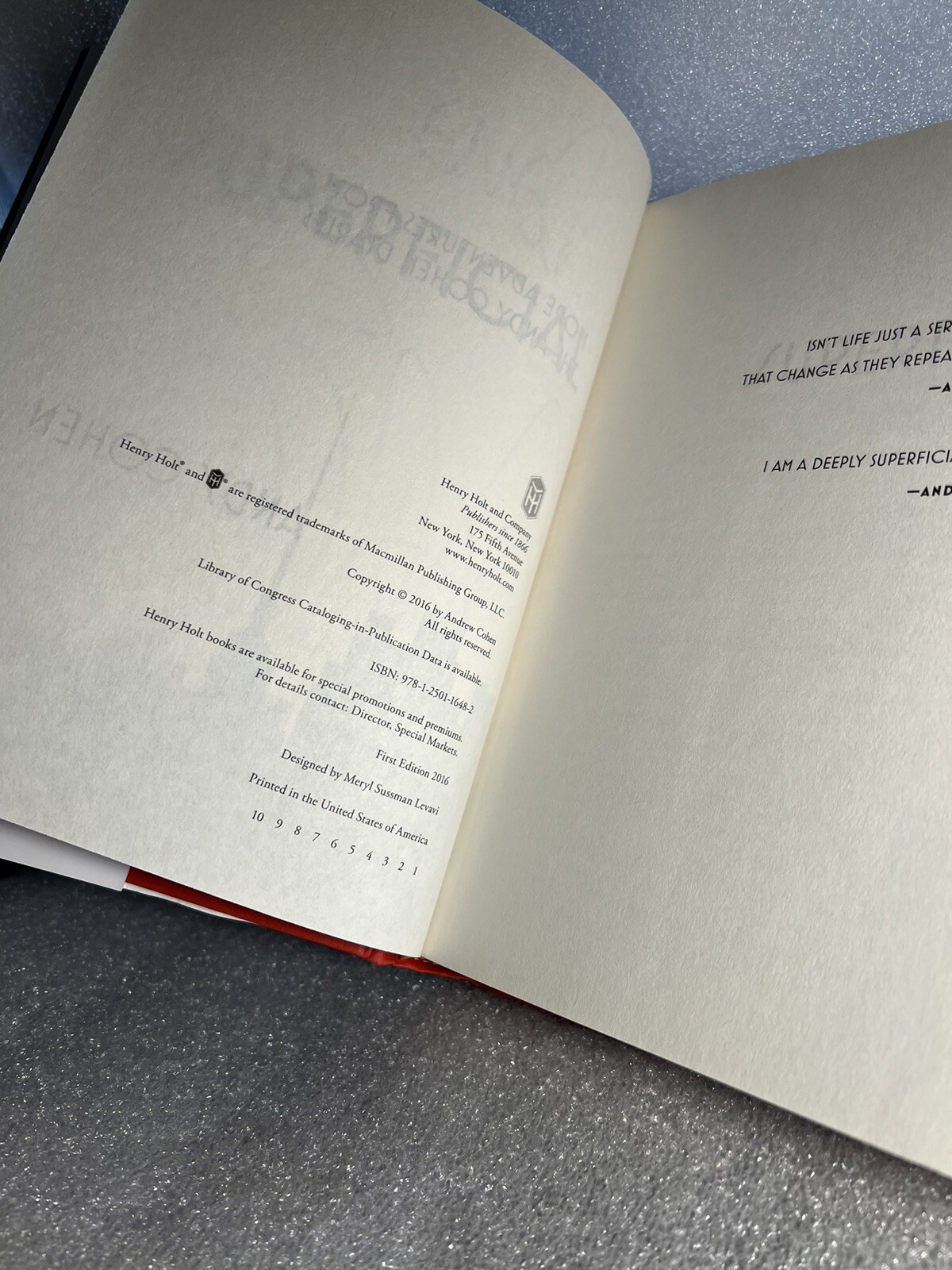 SUPERFICIAL: More Adventures From The Andy Cohen HB/DJ SIGNED UNREAD 1st Printng