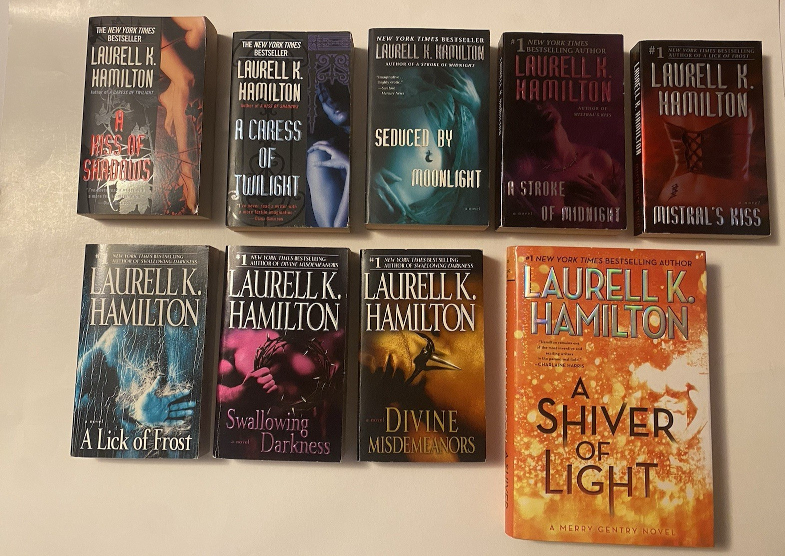 Laurell K Hamilton, Lot of 9 (8 pb & 1 HC/DJ) Merry Gentry Series, VGC