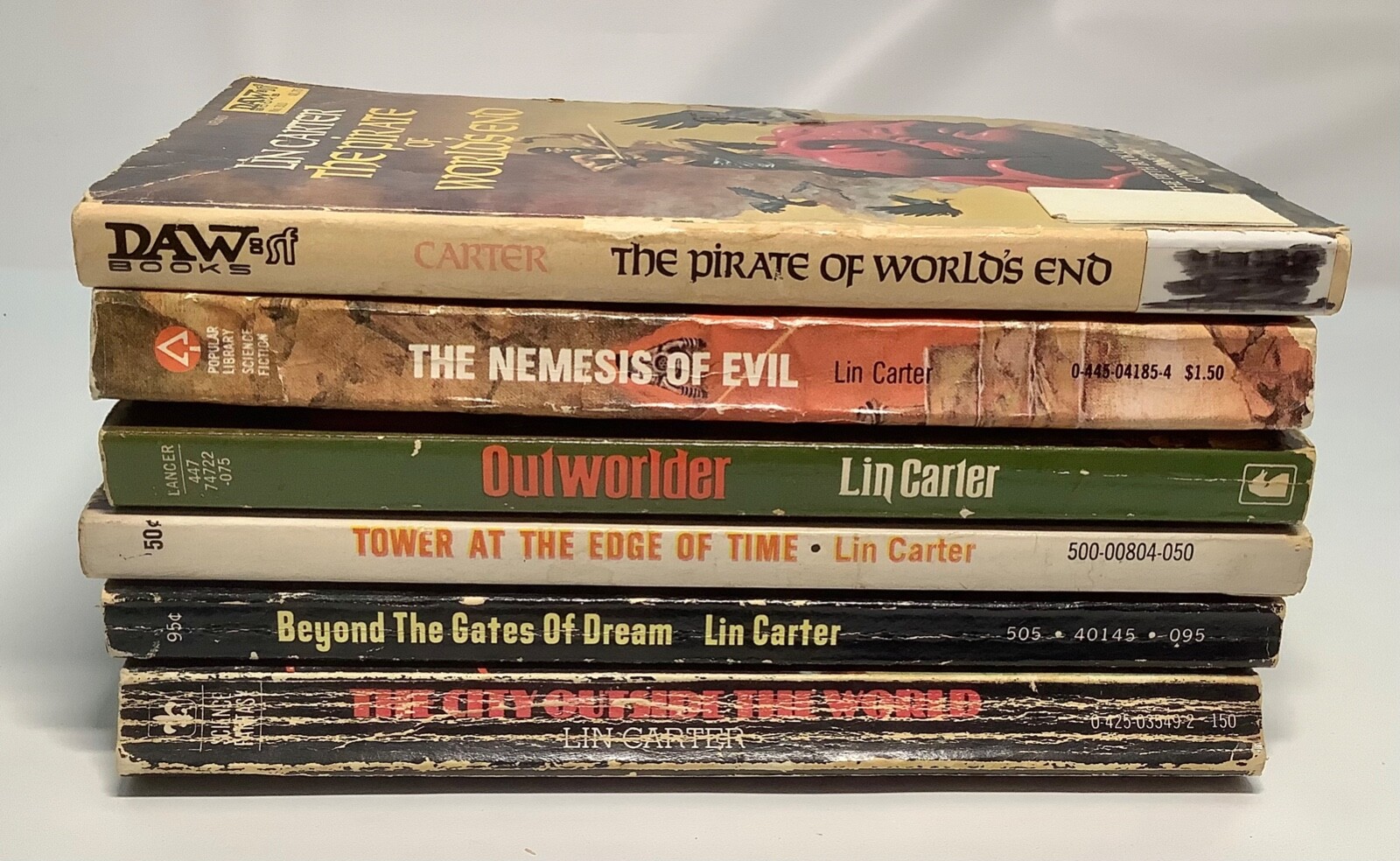 Lot of 6 LIN CARTER Vintage Paperback Books Mixed Publishers Conditions 1968-78