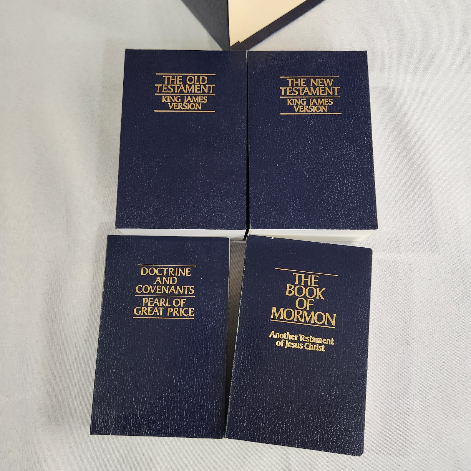 Pocket Scripture Set Tiny Holy Bible Book of Mormon LDS Triple Combo Blue Box