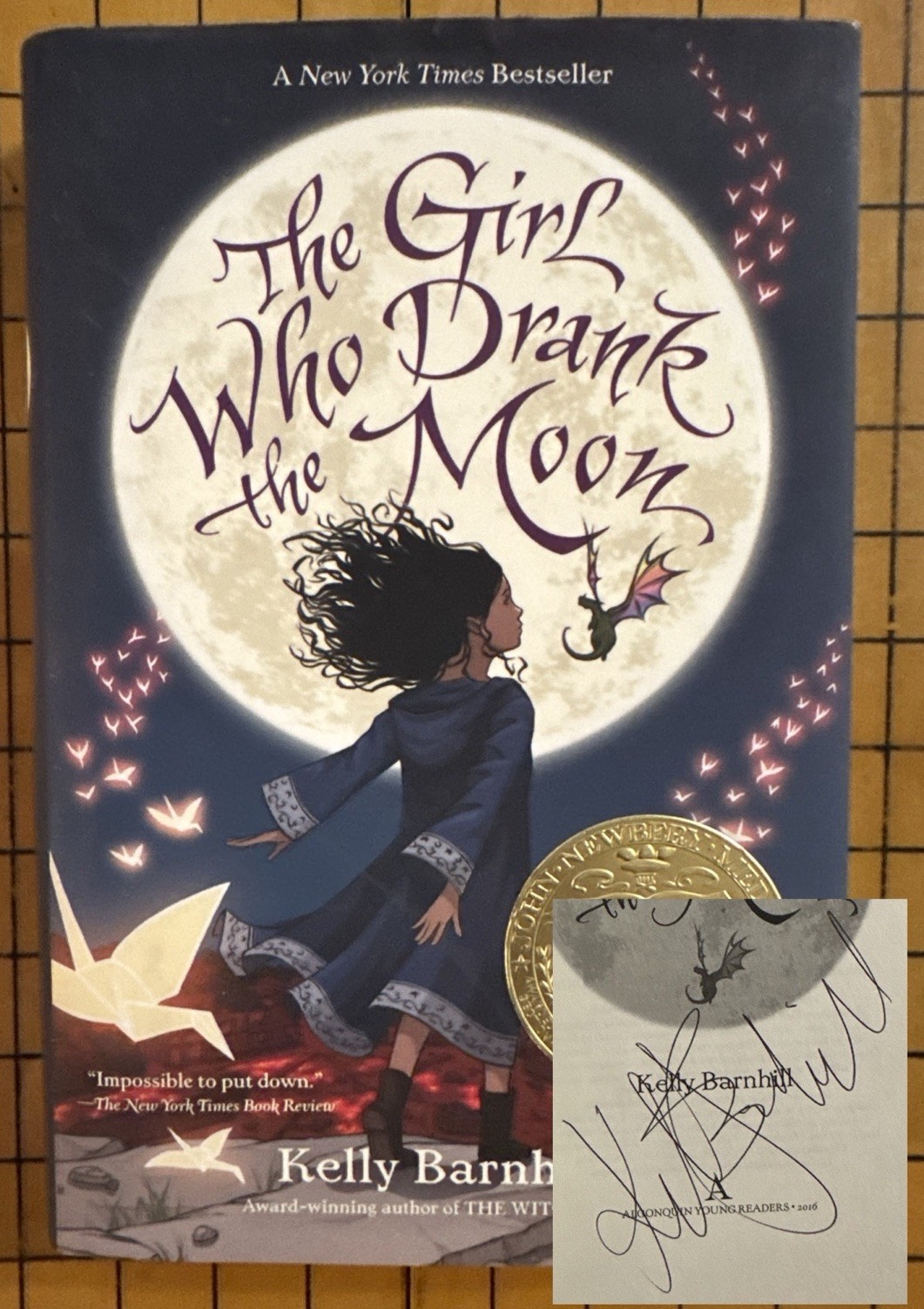 The Girl Who Drank the Moon by Kelly Barnhill (SIGNED, HC, 1st Edition, 2016)
