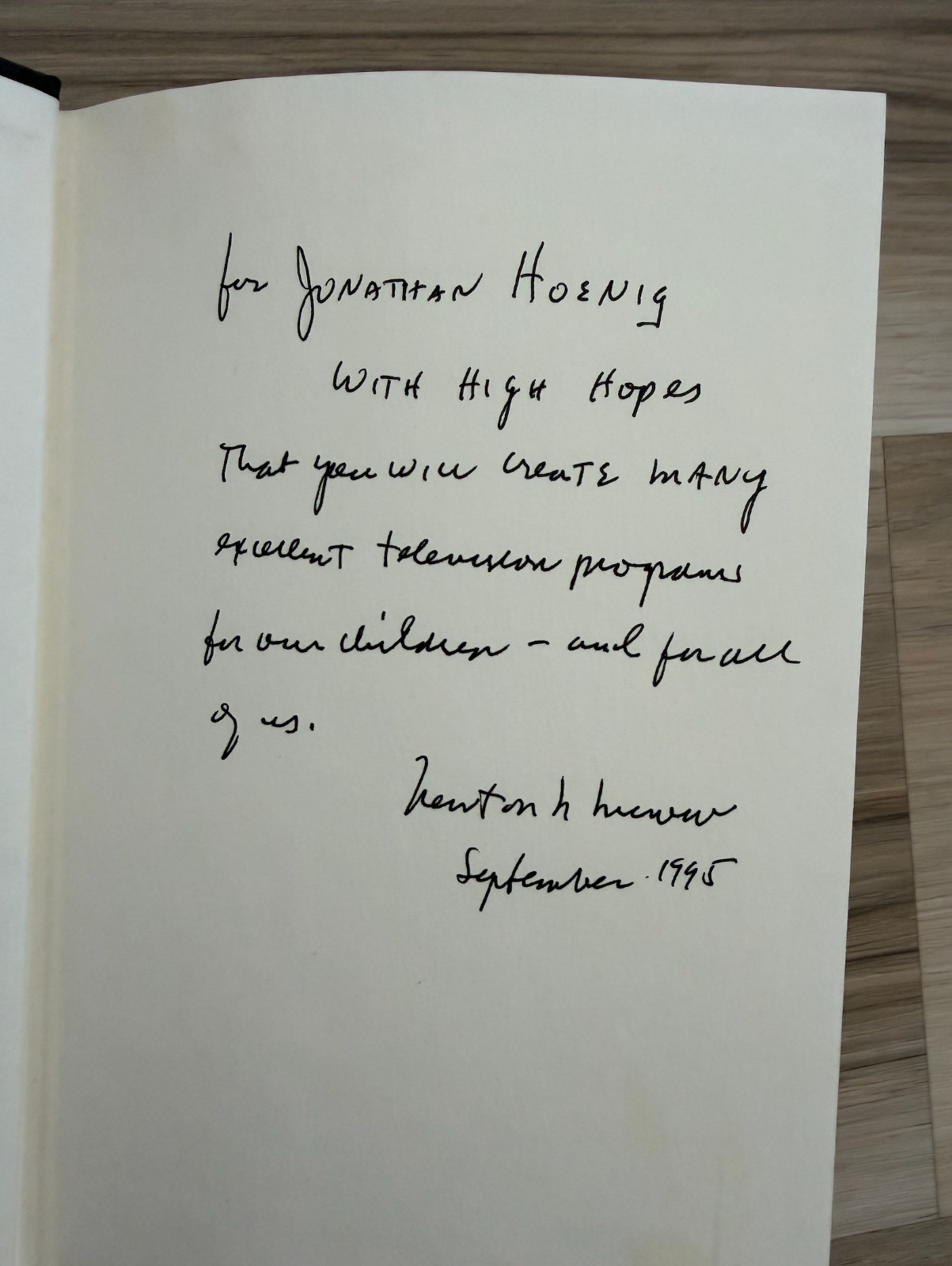 NEWTON MINOW Signed Book 1ST ED Abandoned in the Wasteland Jonathan Hoenig 1995