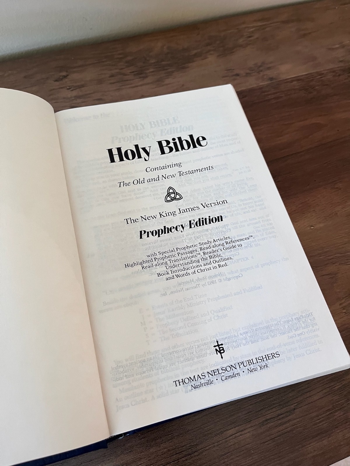 The Prophecy Edition Bible NKJV – 1985 Nelson – 403HC – Like New