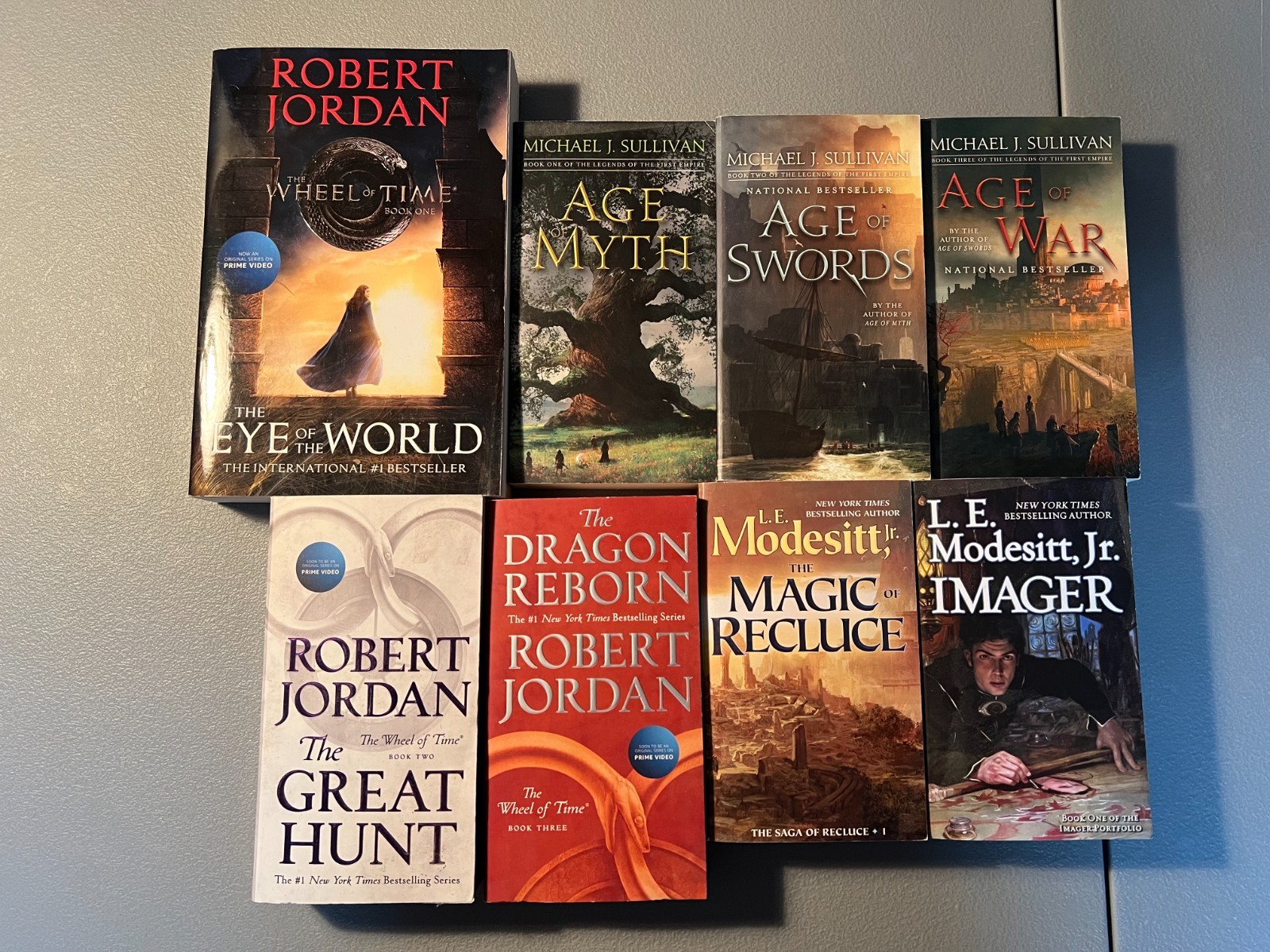 MISC. FANTASY BOOK LOT of 8 Robert Jordan Michael J. Sullivan L.E. Modesitt Jr.