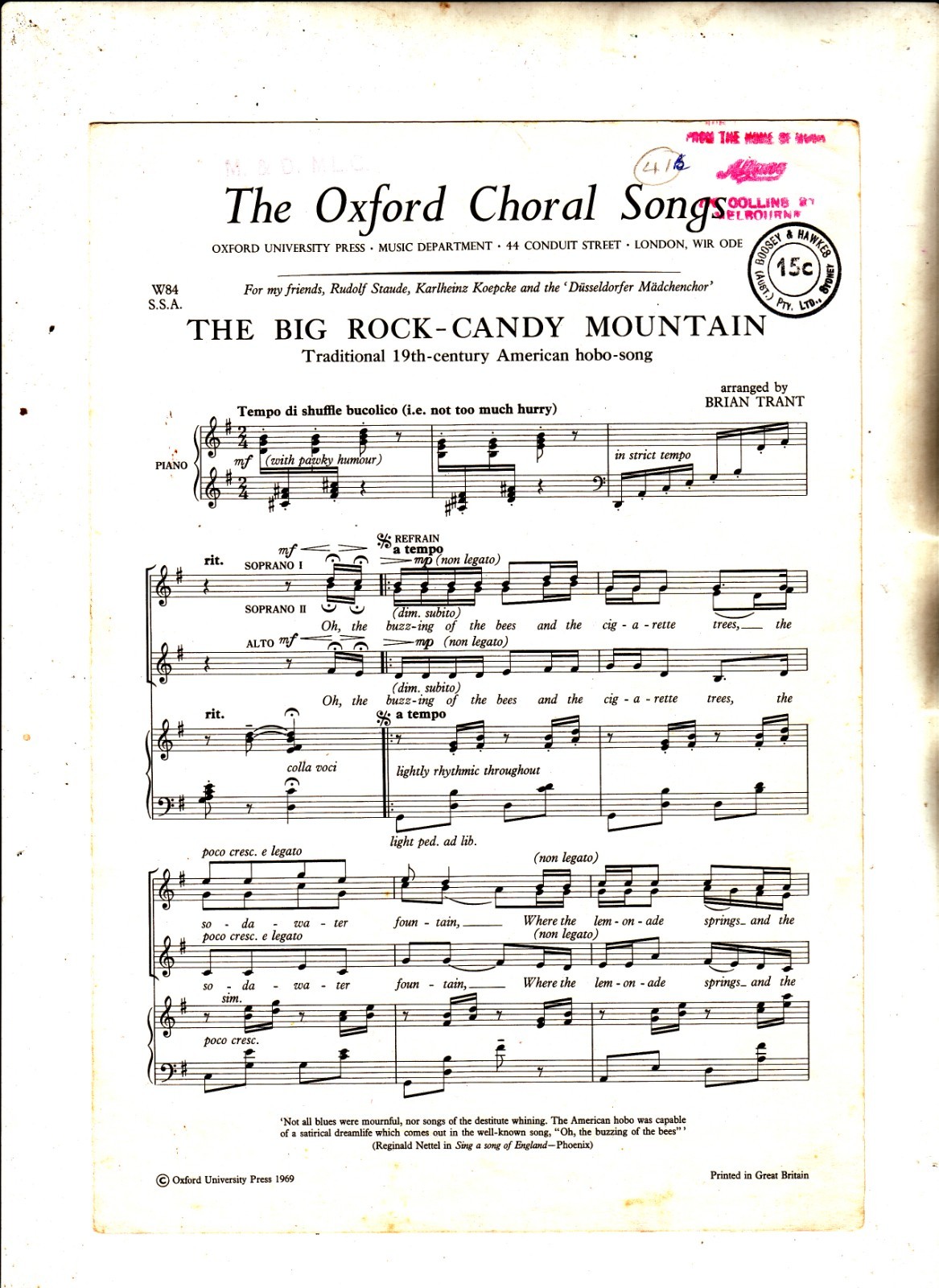 The Big Rock Candy Mountain-Oxford Choral Songs-1969-[771]-4 Pages-Sheet Music