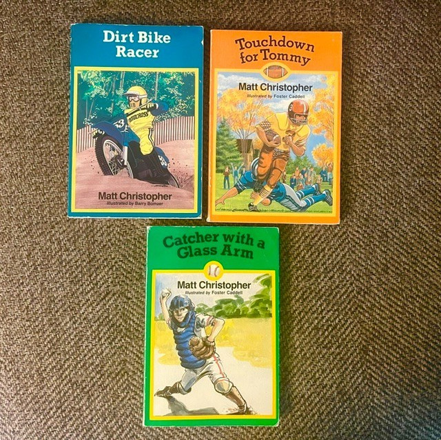 Vintage Matt Christopher paperback lot of 3 Football Baseball Dirt Bike Racing