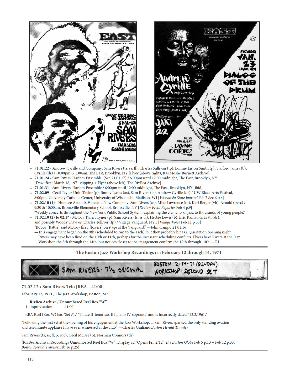 Sam Rivers Sessionography / 768pp., 500+ illustrations / “Astonishing” —NYTimes