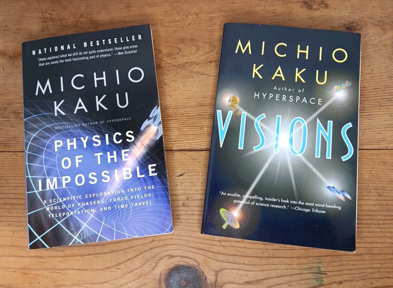 Lot Of 2 Michio Kaku Books Physics Of The Impossible and Visions Paperback