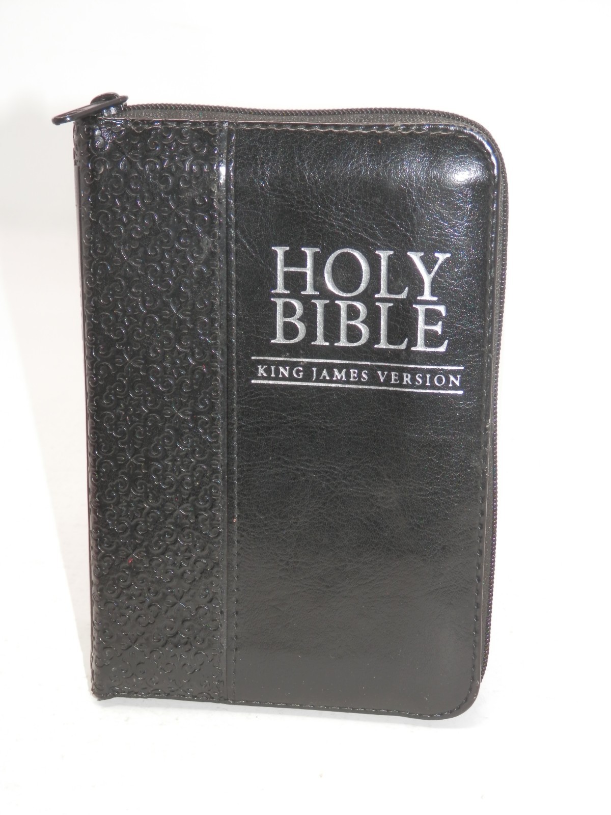 Christian Art Publishers KJV Pocket Holy Bible Zip Black Embossed 6″ Red Letter