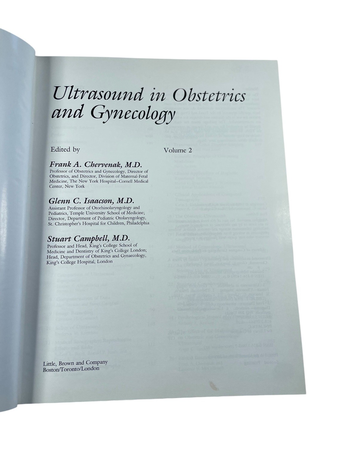 Ultrasound in Obstetrics and Gynecology Vol 2 Chervenak Isaacson Campbell 1993
