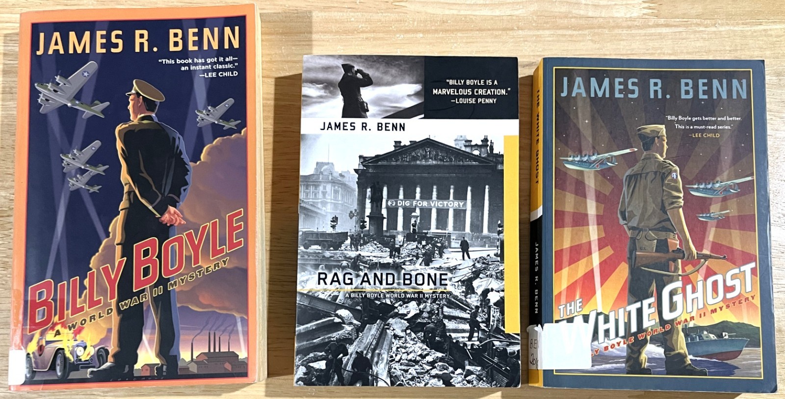 Lot of 3 James R Benn: Billy Boyle~Rag and Bone~White Ghost (WWII Mystery) PB