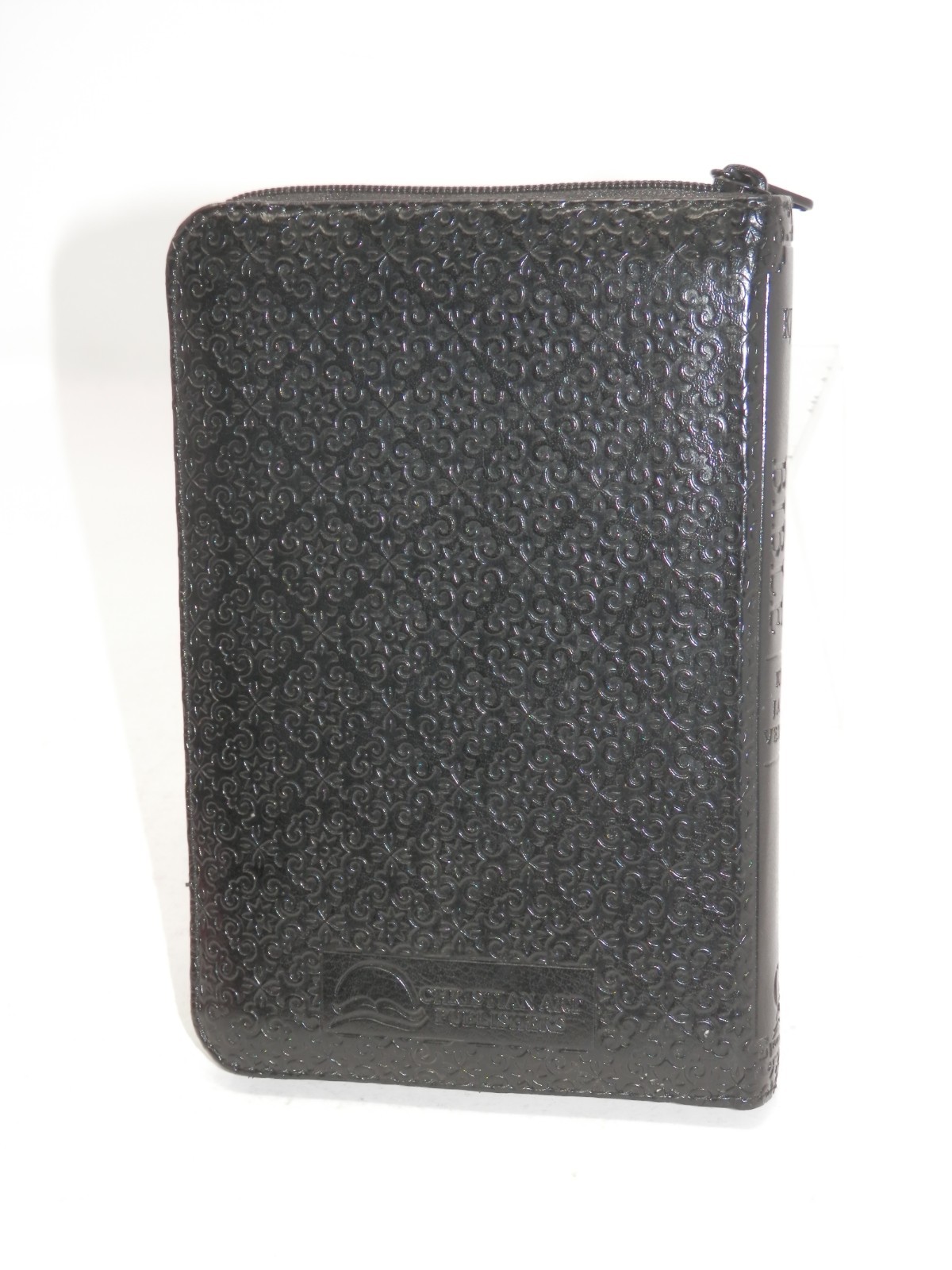 Christian Art Publishers KJV Pocket Holy Bible Zip Black Embossed 6″ Red Letter