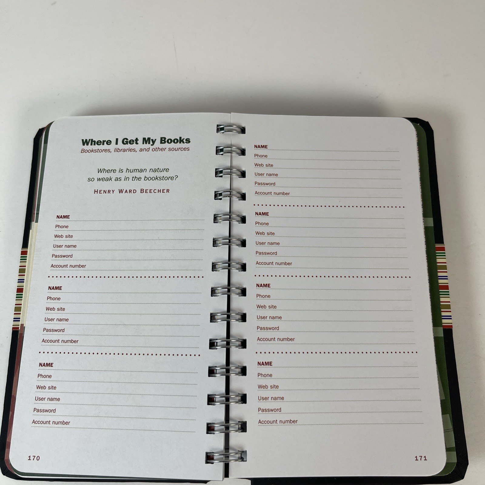 The Book Lover’s Journal: My Personal Reading Record (Hardback Spiral) 216 Pages