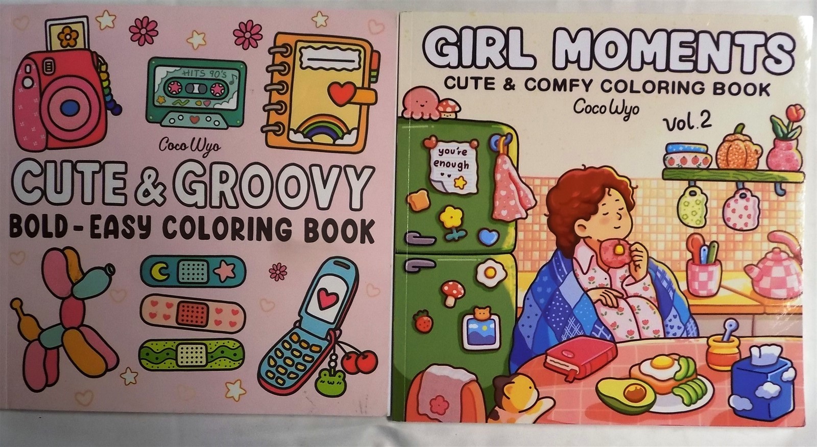 LOT OF 2 Coco Wyo Cute & Comfy Coloring Book CUTE & GROOVY AND GIRL MOMENTS