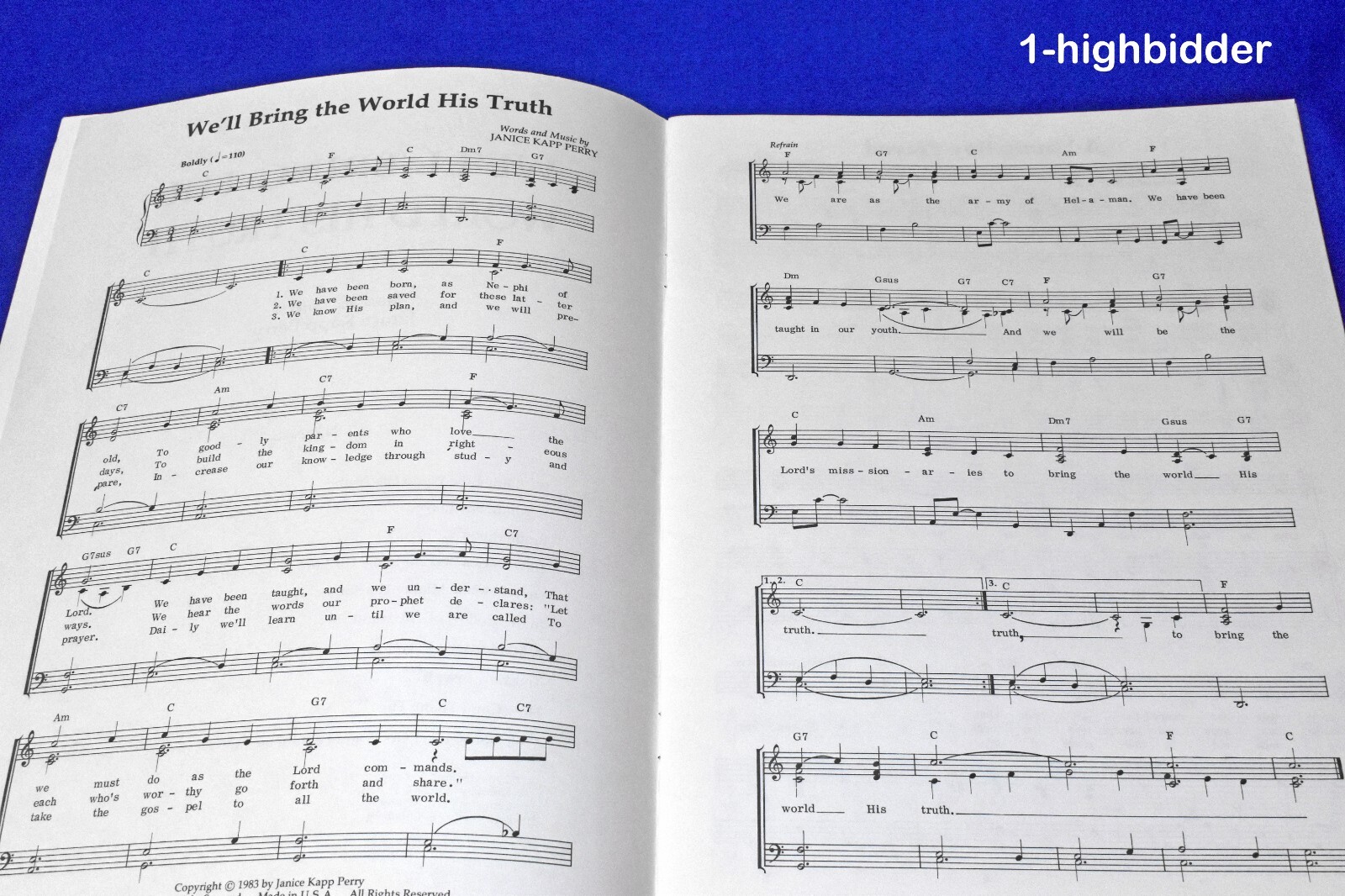 We’ll Bring the World His Truth Missionary Songs Janice Kapp Perry Piano Vocal