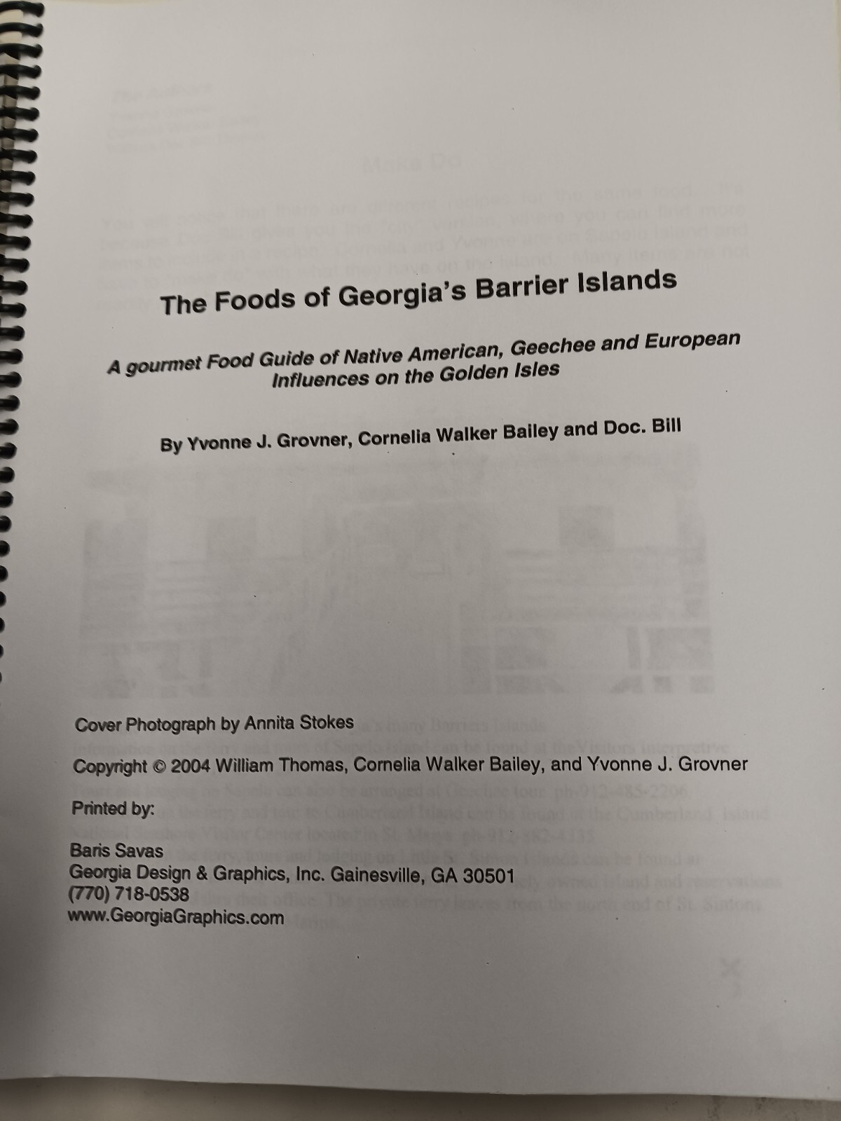 FOODS OF GEORGIA’S BARRIER ISLANDS RINGBOUND