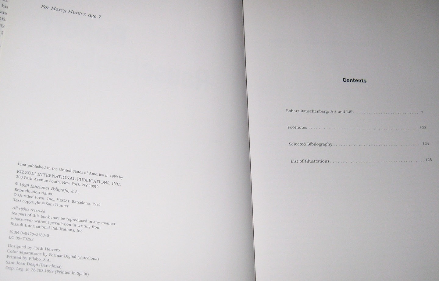 Robert Rauschenberg hardback book, 8.5 in. X 12 in., mint condition