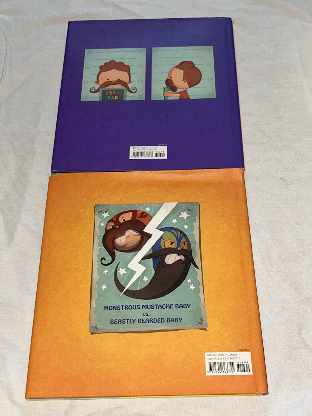 Set of 2 Mustache Baby Books Bridget Heos Joy Ang Meets His Match HC DJ