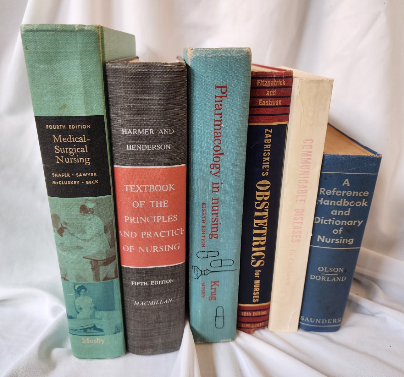 Vintage Nursing Student Textbook Bundle 1950s 1960s Hardcovers Varied Subjects