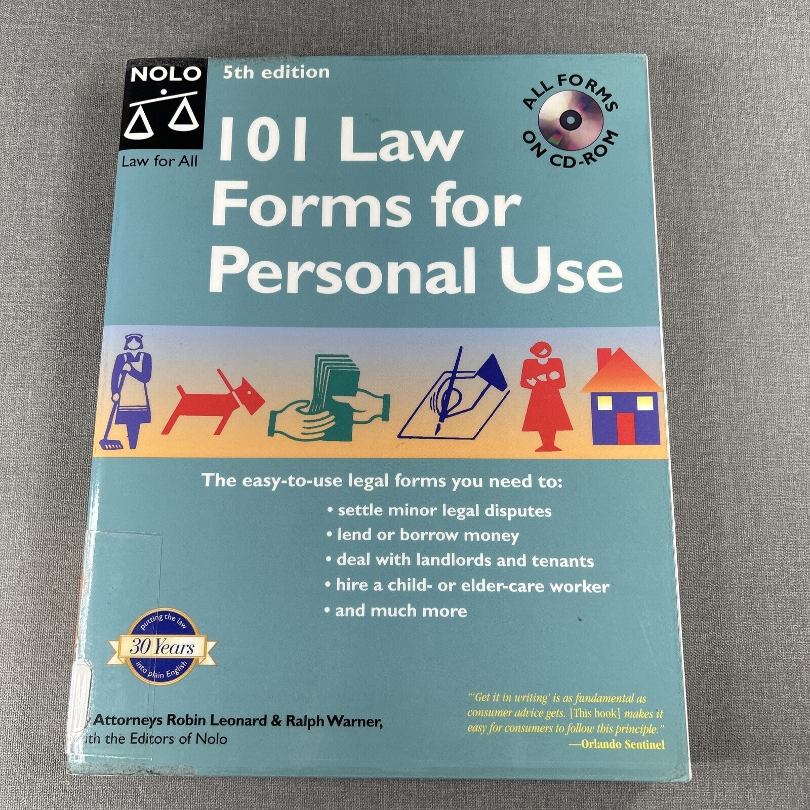 101 LAW FORMS FOR PERSONAL USE By Robin Leonard No CD Book Only