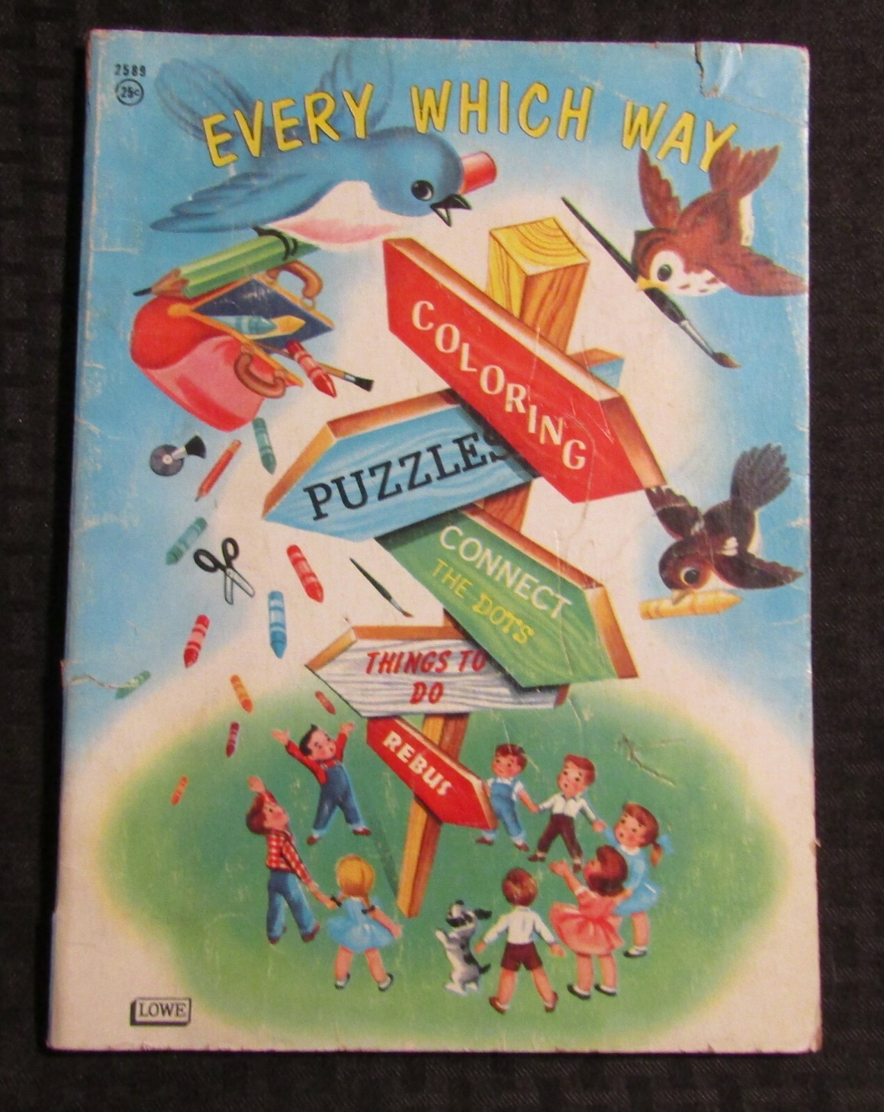 1956 EVERY WHICH WAY Coloring Puzzle Book GD- 1.8 Samuel Lowe Co 2589