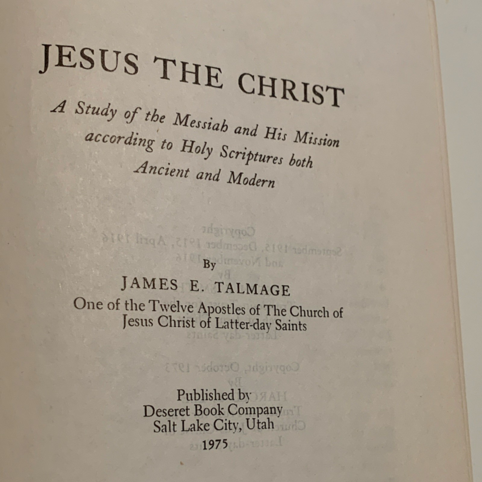 James E. Talmage Jesus the Christ Hardcover Deseret Book 1975 Christianity