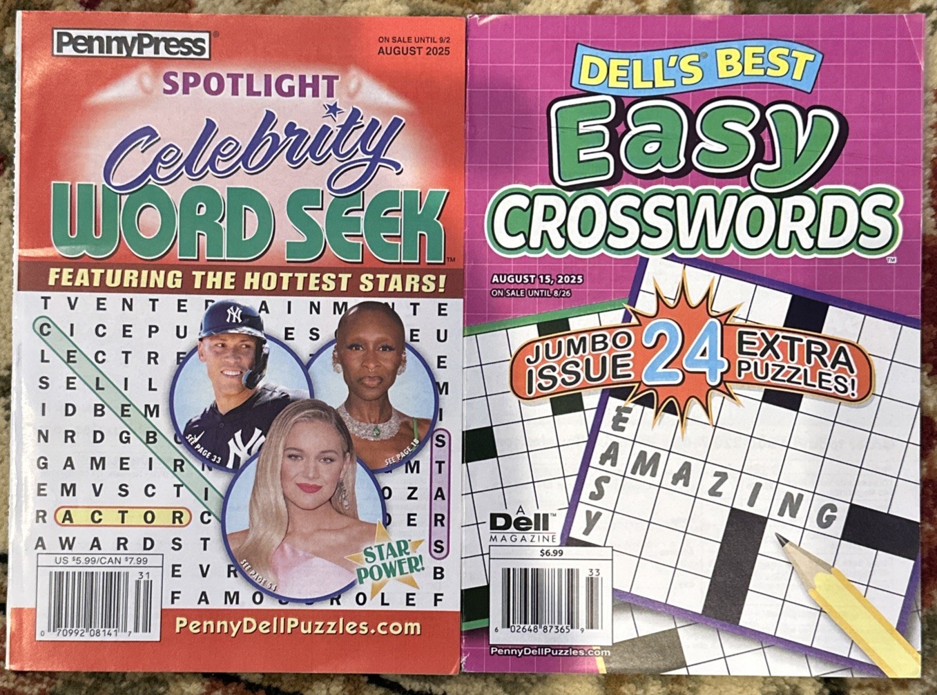 Lot Of PENNY PRESS Dell WORD SEEK And Crosswords PUZZLES August 2025