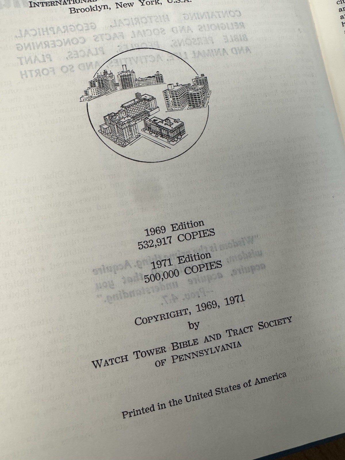 Aid to Bible Understanding, 1971 Watchtower Bible and Tract Society – VERY GOOD