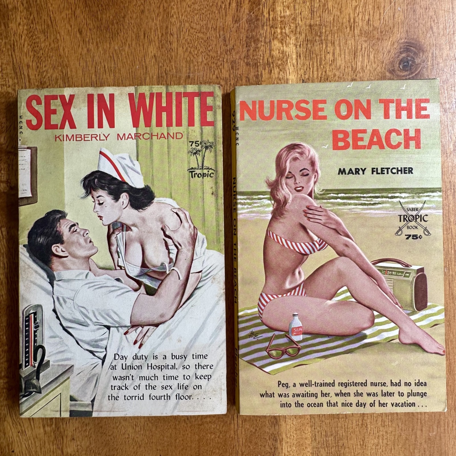 vintage NURSE erotica 2x Saber Tropic w/ Bill Edwards art smut sleaze eros GGA