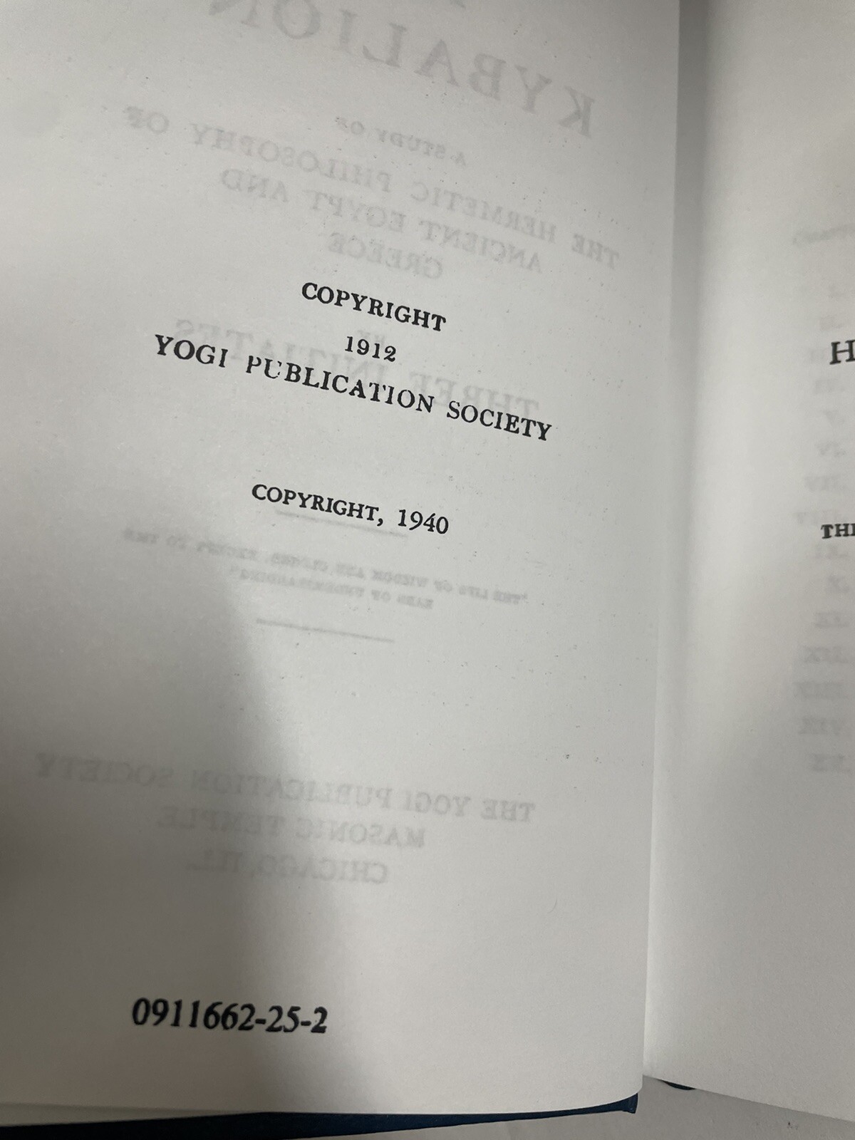 The Kybalion: Three Initiates Hermetic Philosophy 1940 Yogi Publication Society