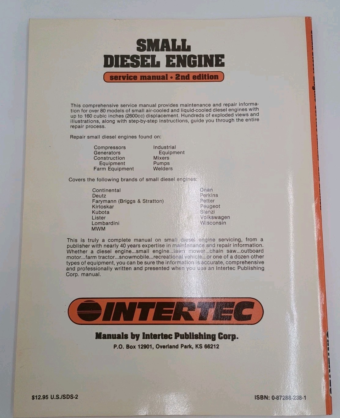 Small Diesel Engine Service Manual 2nd Edition Intertec Paperback