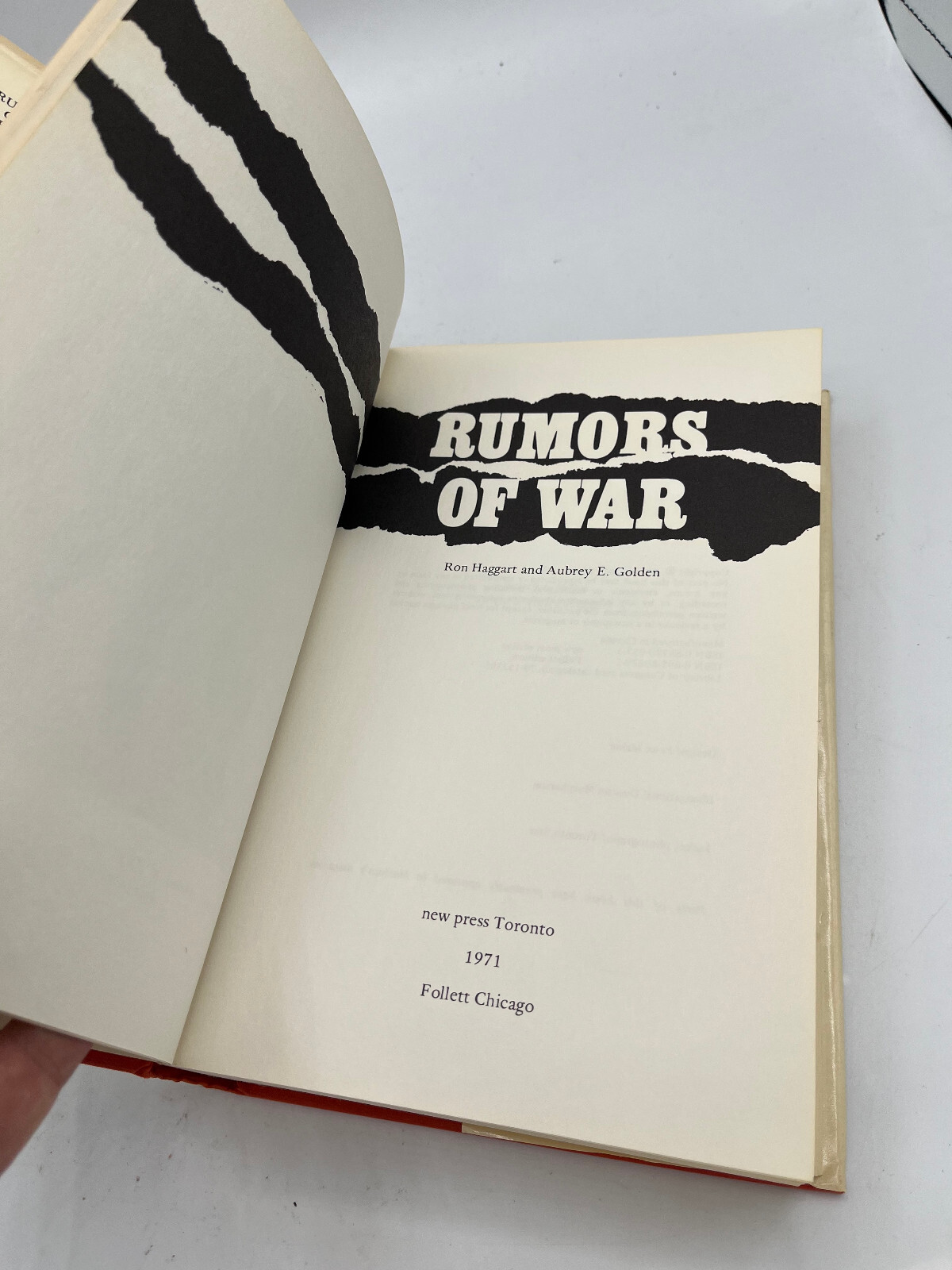 Rumours of War Hardcover 1971 Golden Haggart Canada and the Kidnap Crisis FLQ