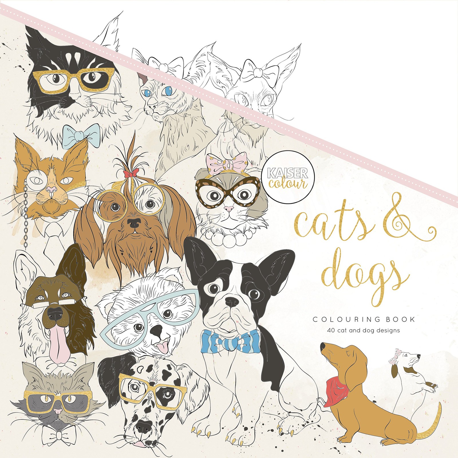 Kaisercraft Colouring Book Cats & Dogs, Paper, White, 25 x 25 x 0.6 cm