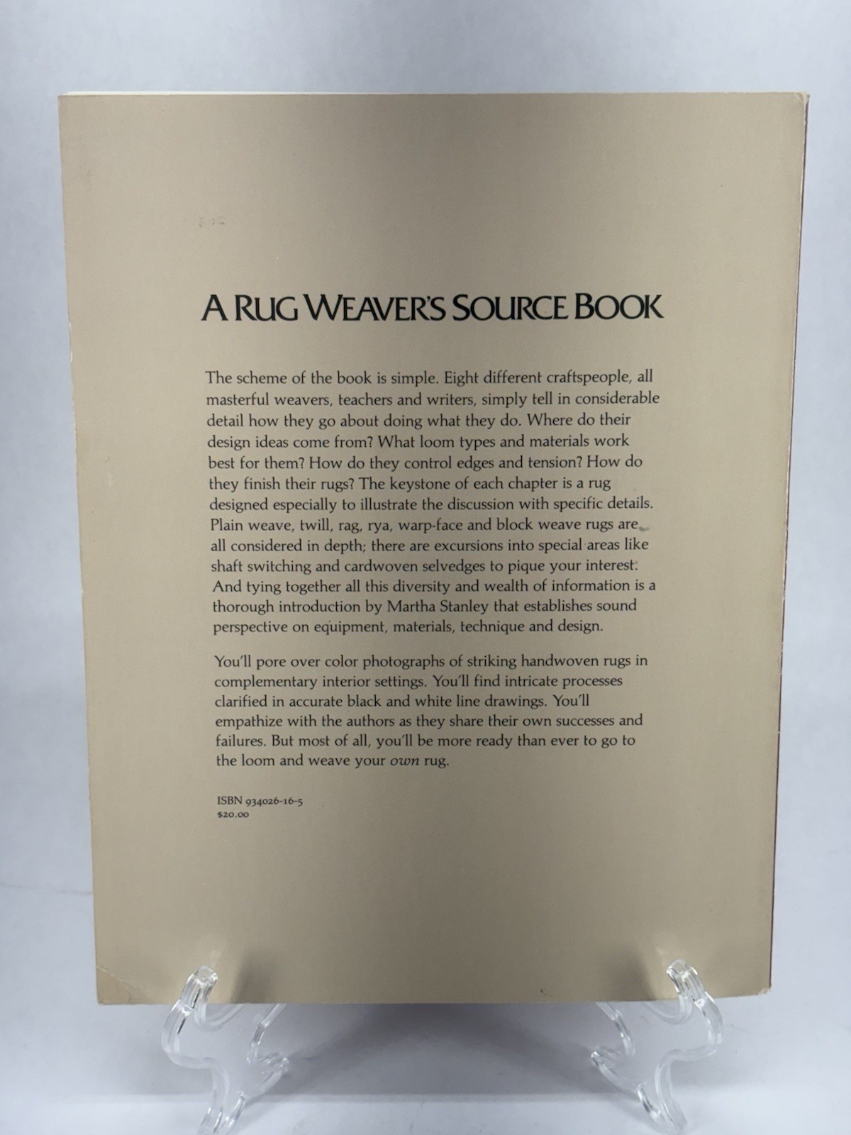A Rug Weaver’s Source Book 1984 Interweave Press Rug Weaving PB Ligon