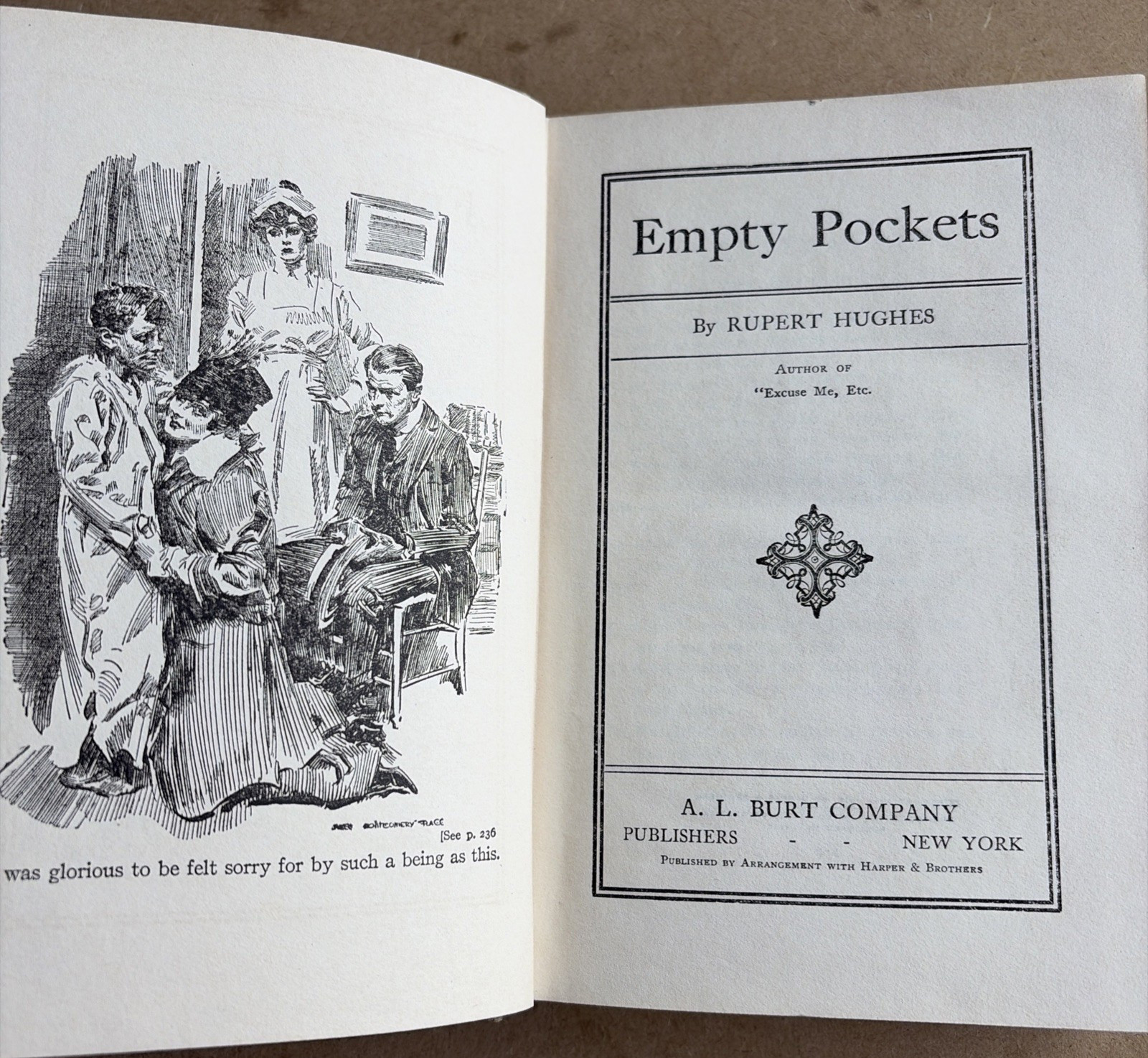 HC Vintage Book Empty Pockets By Rupert Hughes 1915