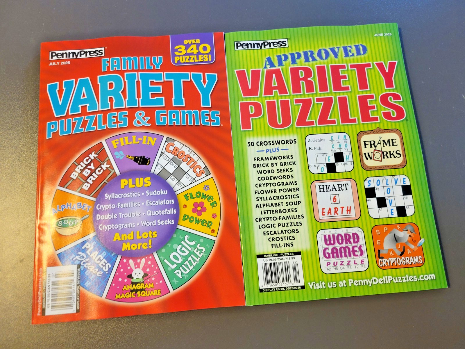 Lot of 2 Variety Puzzle Books by PENNYPRESS – Approved & Family Puzzles & Games