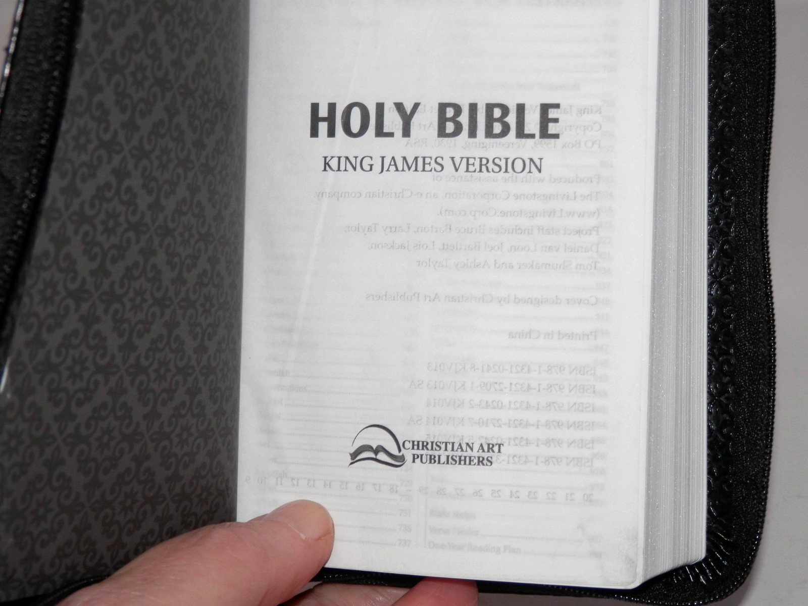 Christian Art Publishers KJV Pocket Holy Bible Zip Black Embossed 6″ Red Letter