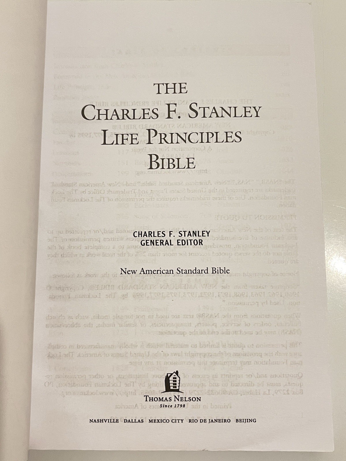 Charles F. Stanley Life Principles Bible (2009, Hardcover) Clean Next Day Ship