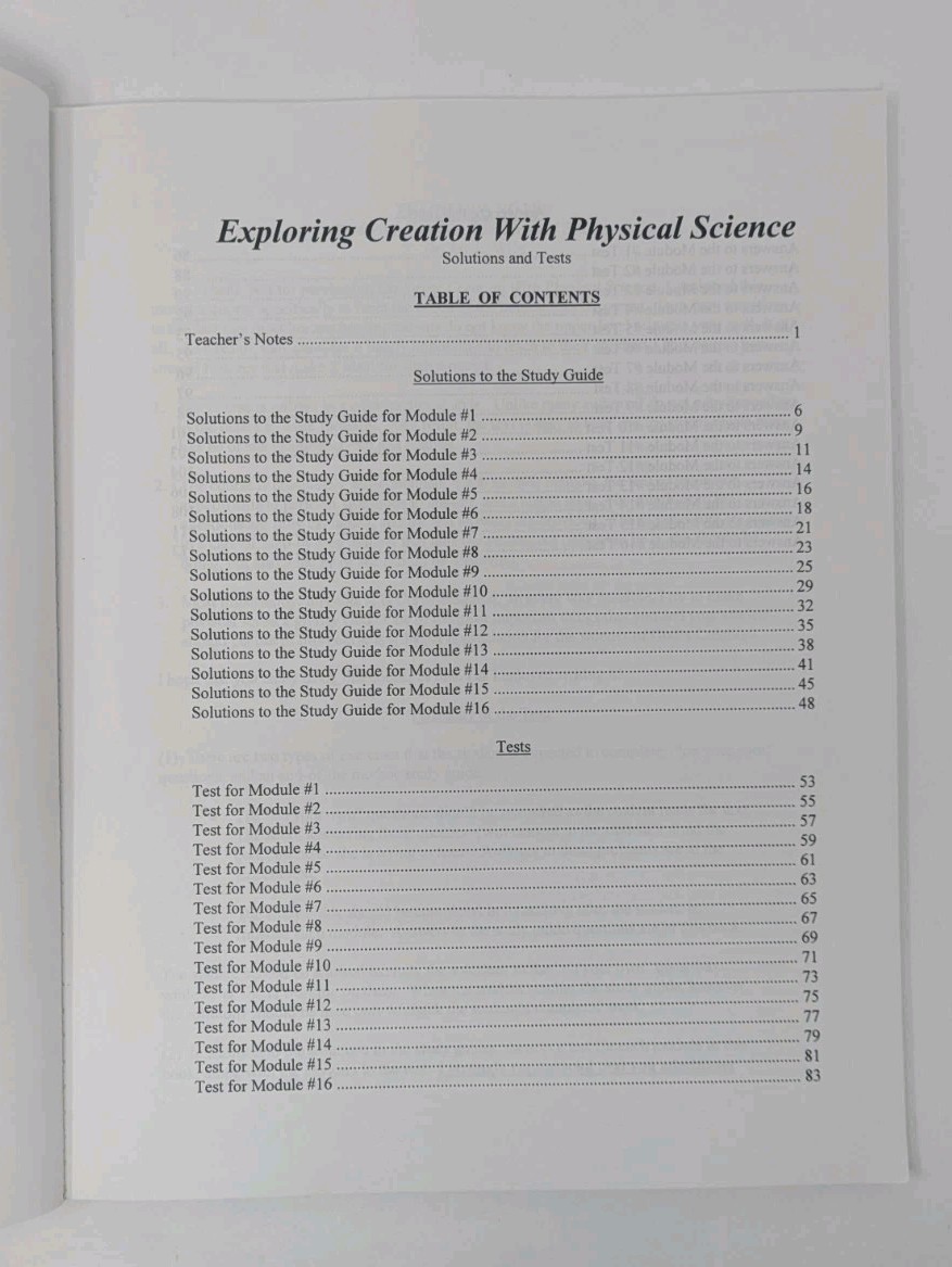 Exploring Creation With Physical Science Solutions and Tests Dr. Jay Wile