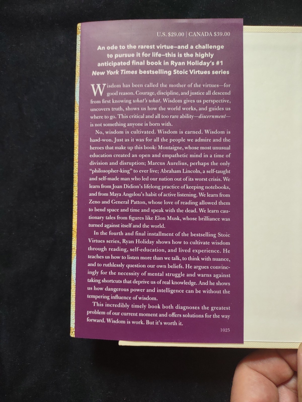 WISDOM TAKES WORK Ryan Holiday New Hardcover Book Self Help Stoic Virtues Series