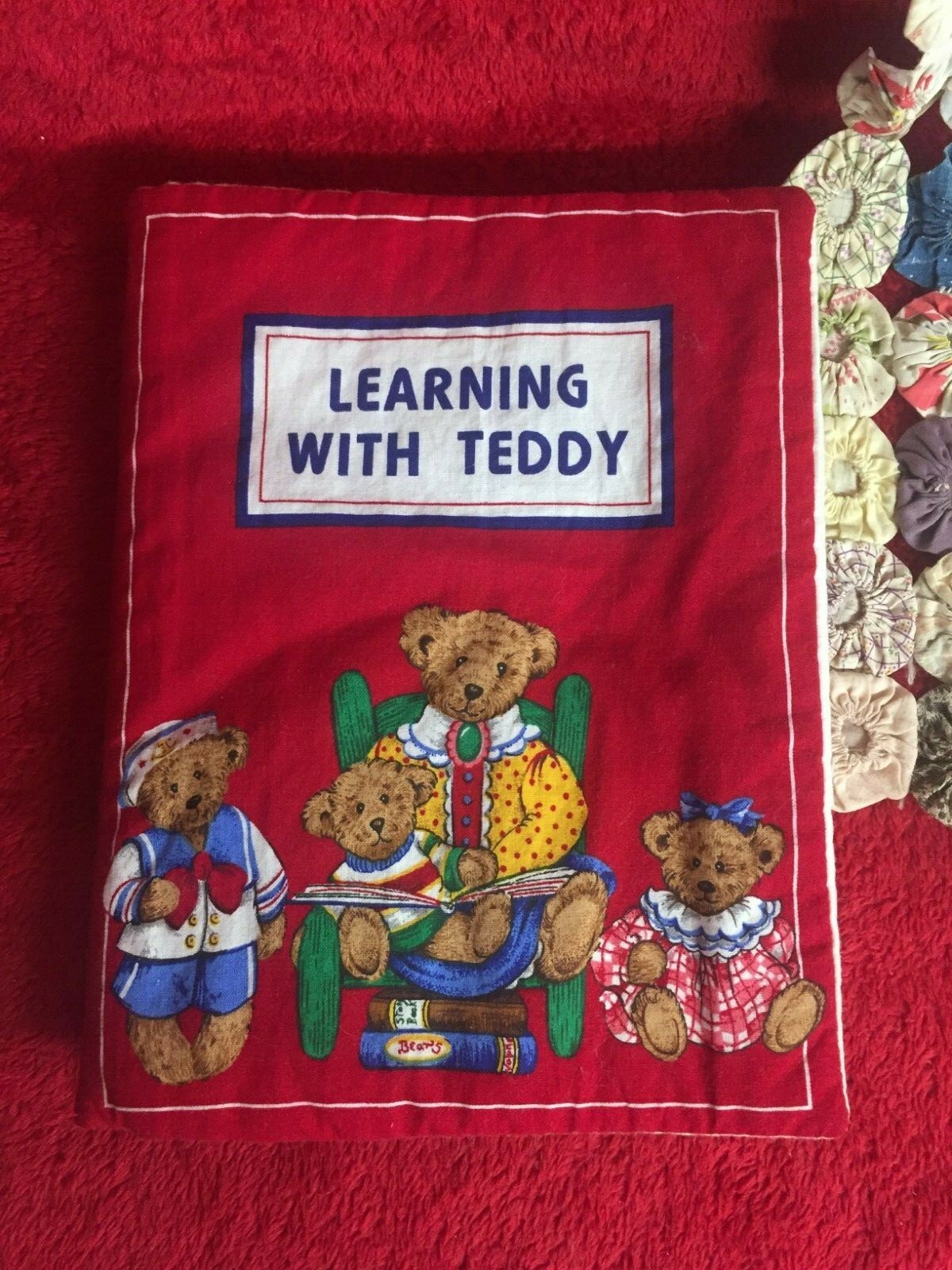 Quilted Learning with Teddy Soft Book ABCs Letters Numbers Learning Book