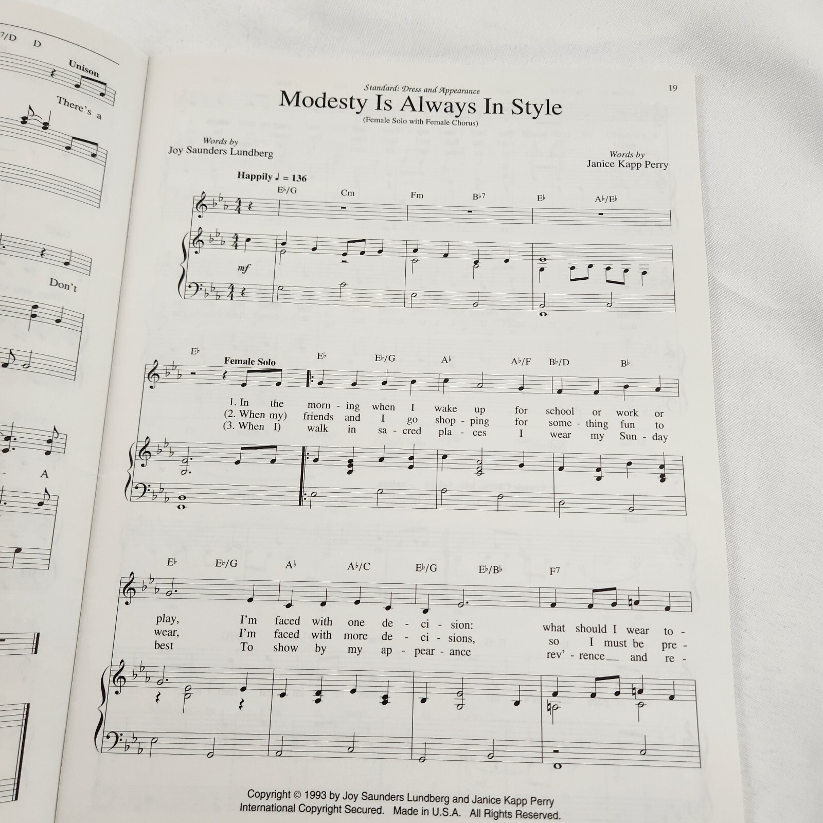 For The Strength Of Youth Janice Kapp Perry Piano Mormon LDS Sheet Music