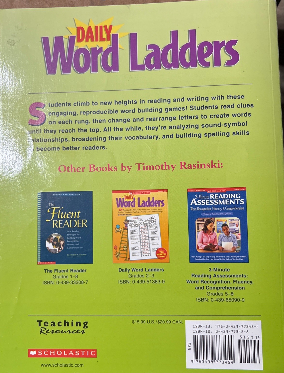 Daily Word Ladders Ser.: Daily Word Ladders: Grades 4-6 : 100 Reproducible Word