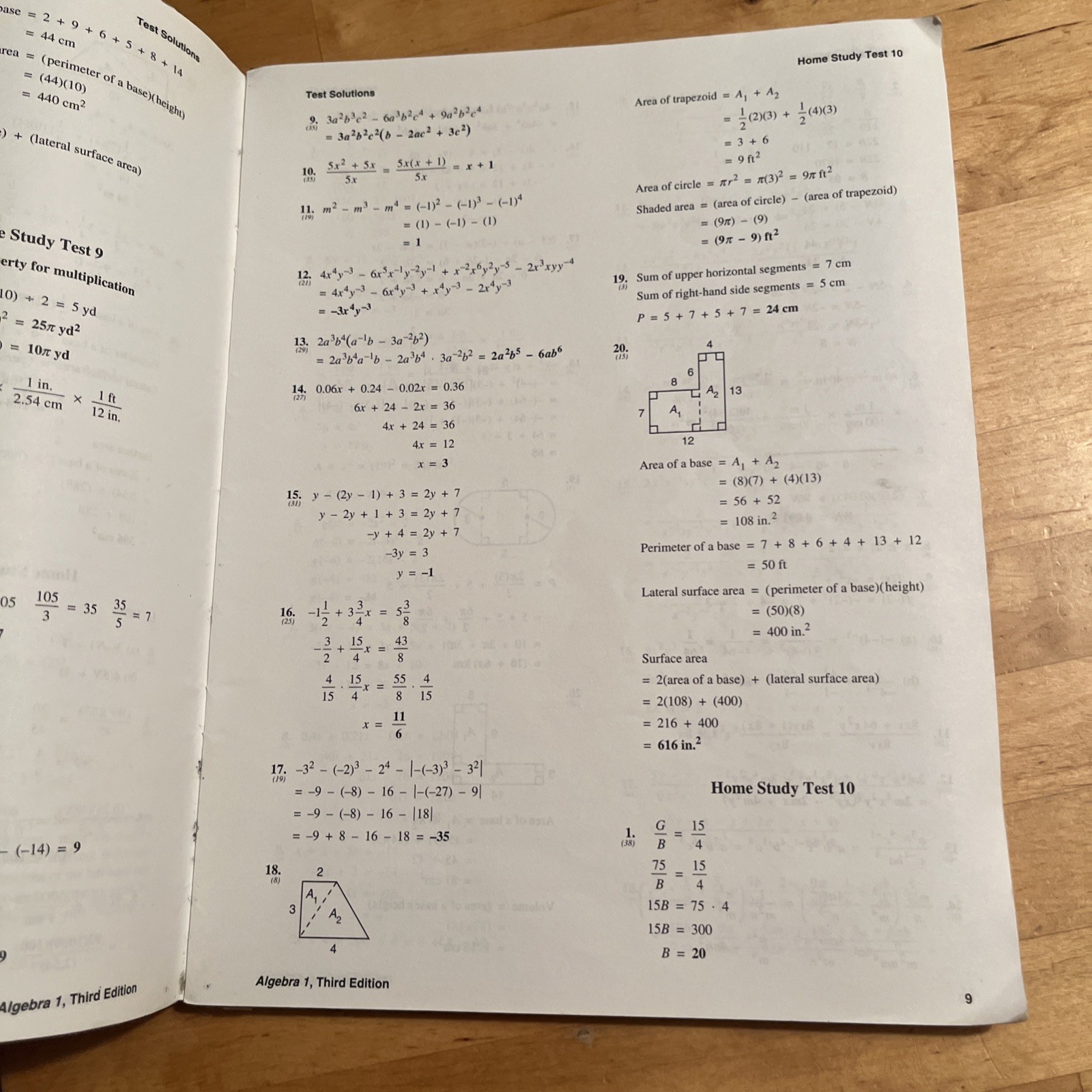 SAXON ALGEBRA 1 3rd EDITION Homeschool Home Study PACKET (Answer Key) Book