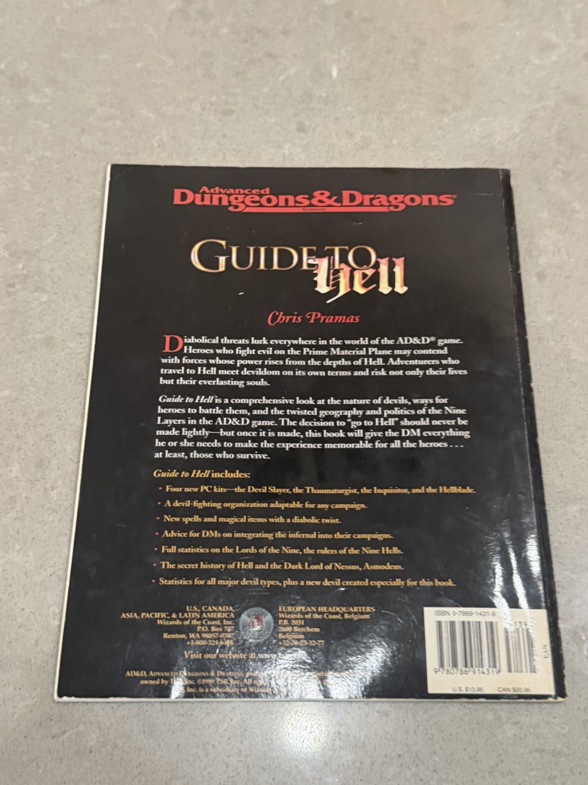 GUIDE TO HELL EXC Original Devils Asmodeus AD&D 2nd Ed TSR Silver Anniversary