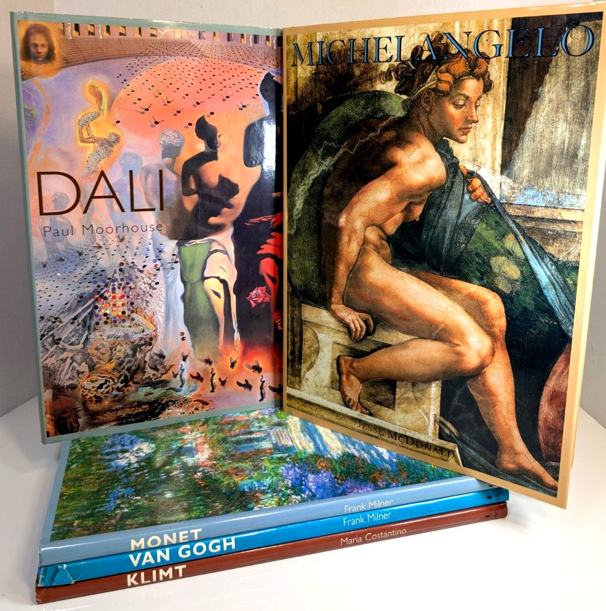 Lot 5 Art Books by PRC Publish– Michelangelo, Van Gogh, Klimt, Dali, Monet HC DJ