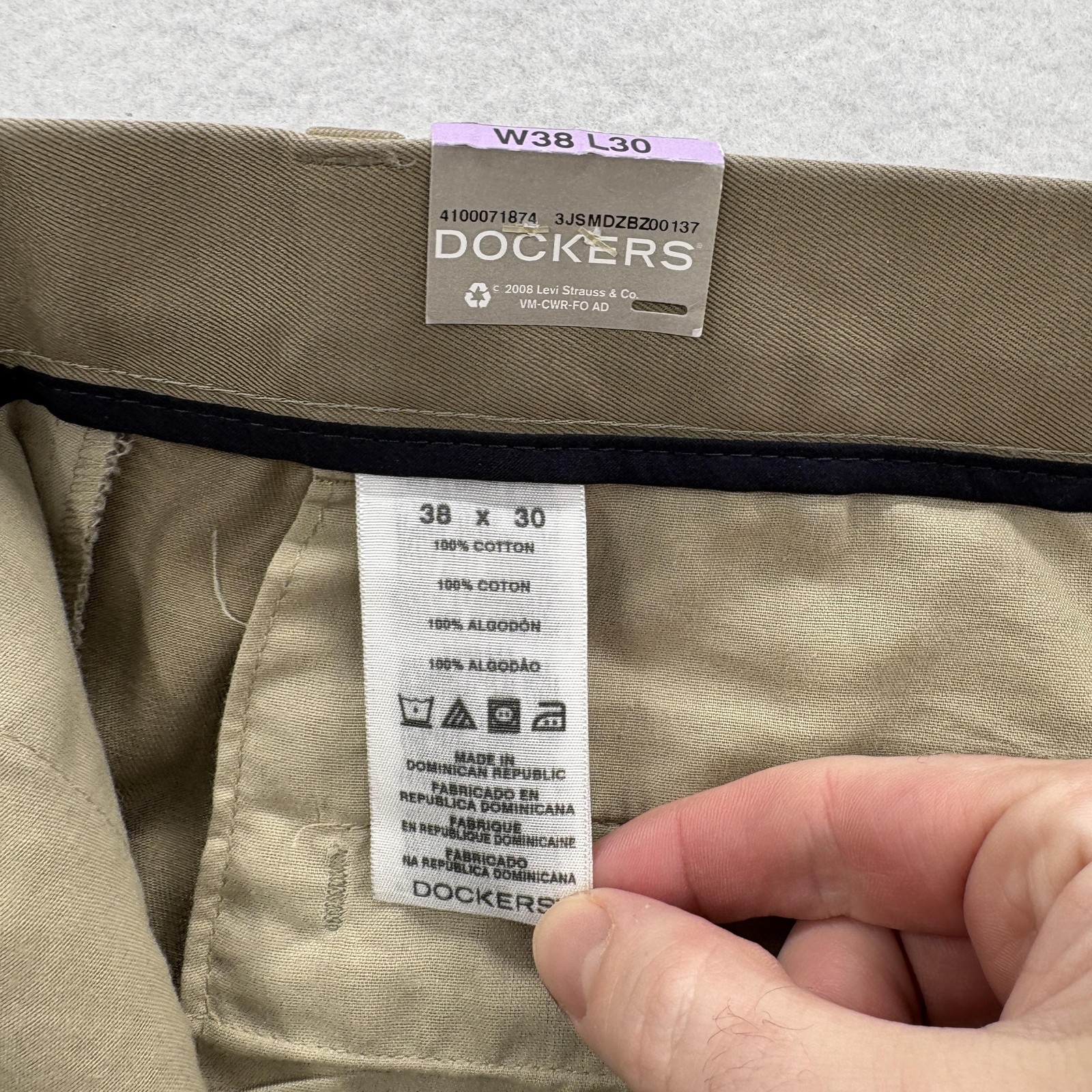 Dockers Signature Khaki Chino Pants Mens 38×30 Tan D3 Classic Fit Flat Front NWT
