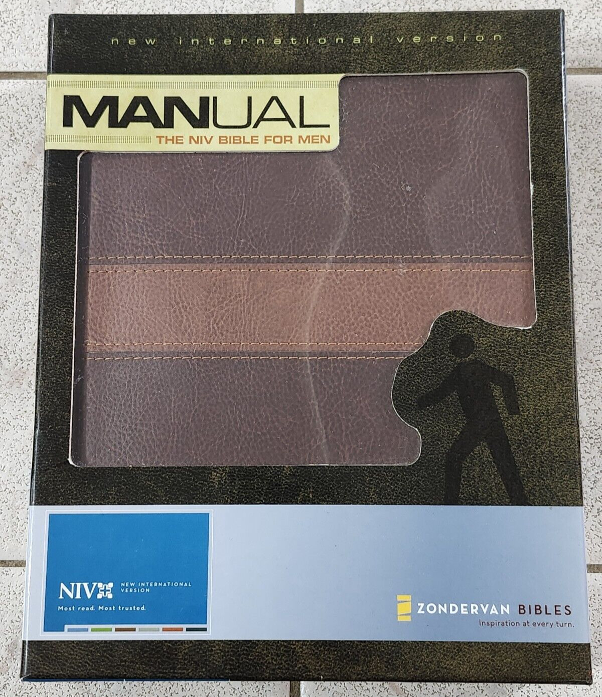 Manual : The Bible for Men by Zondervan Staff (2009, Leather) Embossed Name L@@K