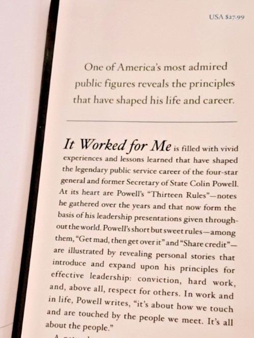*Signed* IT WORKED FOR ME: IN LIFE & LEADERSHIP by Colin Powell (2012) SHELF