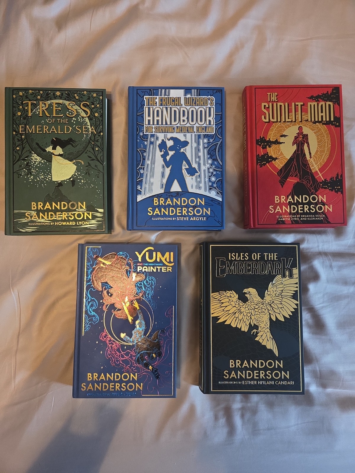 Brandon Sanderson Hardbound. Tress, Frugal Wizard, Sunlit Man, Yumi, Isles Ember